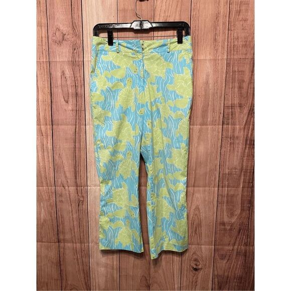 Lilly Pulitzer size 4 blue green turtle pants vintage - Picture 1 of 6